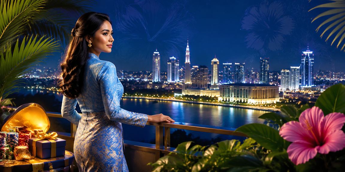 Pengguna platform pertaruhan Selangor dengan pakaian baju kurung tradisional Malaysia